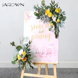 장식용 꽃 Jarown Wedding Flower Row 환영 카드 인공 배열 Flores El Sign Decoration Home Garden Door