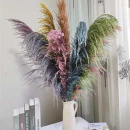 Dekorativa blommor 32-34 "80 cm pampas gräs naturligt vassbröllop torkat blomma stor beige fluffig ceremoni alla hjärtans dag