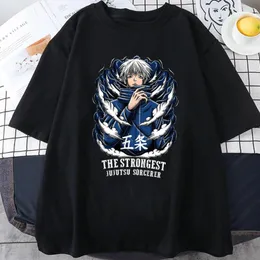 Herr t shirts kläder satoru gojo jujutsu kaisen anime kort tee shirt tshirt unisex topps camisetas sommar