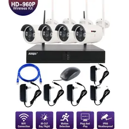 4pcs 4CH Sistema di telecamere di sicurezza wireless Kit telecamera WiFi NVR 960P Visione notturna IR-Cut CCTV Sistema di sorveglianza domestica Waterproof219L