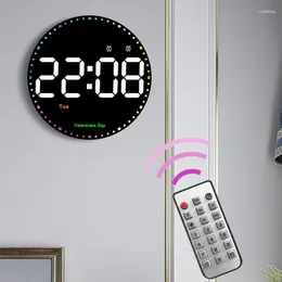 ウォールクロックLEDデジタル電子時計永久カレンダーリビングルームの装飾カラフルなインテリジェント
