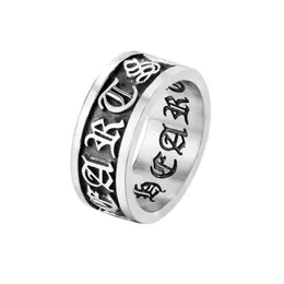 Band ringar män punk vintage mode individualitet snidande motorcykel titan rostfritt stål tvär trend hip hop ring smycken accesso dhp3e