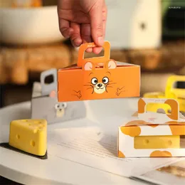 Hediye Sargısı 10 PCS Peynirli Kek Ambalaj Kutusu Taşınabilir Üçgen Pasta Köpeği Puding Dilim Küçük