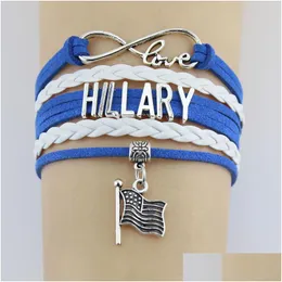 Charm Bracelets Infinity Love Hillary Flag Charms Bangles Leather Braid Wrap Bracelet Gifts For Men Women Fashion Jewelry Drop Deliver Dho6C