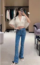 Chan 2023 Новый бренд женские брюки для джинсов Женщины капри грузовые брюки йога широко лег