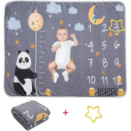 Одеяла пеленание 97be 1 Set Baby Monthly Record Rosting Milestone Born Born Posy Progry Accessories Creative Cartoon Bear Printing 230724