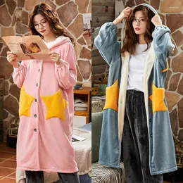 Women's Sleepwear Winter Coral Fleece Pajamas Long Sleeve Cardigan Dressing Gown Home Wear Manufacturers 2072