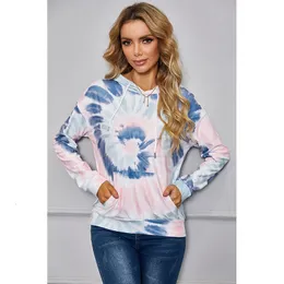 Kvinnor Hoodies Sweatshirts Fall Printed Tiedye Hooded Sweatshirt Lång ärm Loose Fashion Em 230725