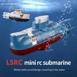 Elektriska/RC -båtar Mini RC Submarine Speed ​​Remote Control Boat uppladdningsbar RC Submarine Ship Diving Boat Electric Toy for Kids Boys 230724