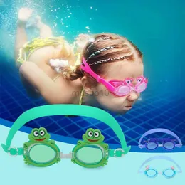 Goggles Professional Swimming Goggles Girl Cartoon Girl Girl With Ear Plug Waterproof Anti Fog Swim Eyewear for Kids Kids HKD230725