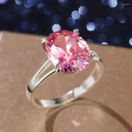 Fedi nuziali Huitan romantico rosa rosso cubic zirconia donne bande di fidanzamento anello di proposta per l'amante moda design moderno gioielli per feste