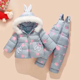 Down Coat Russian Winter Suit for Children Baby Girl Duck Down Jacket and Pants 2pcs Warm Clothing Set Thermal Kids Clothes Snow Wear HKD230725