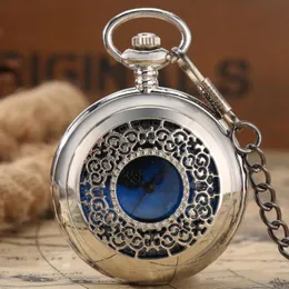 Карманные часы Quartz Pocket Watch Exquise Starry Blue Dial Dial Hollow Case Steampunk Vintage Penden Corlece Retro Watch Souvenir Gift 230724