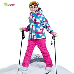 Down Coat HiHeart New Kis Ski Suit Winter -35 graders snowboardkläder Varma vattentäta utomhus snöjackor Barn pojkar flickor kläder hkd230725