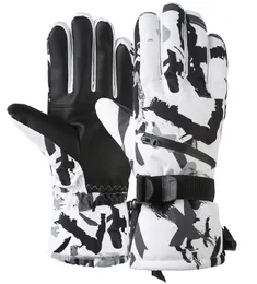 Ski Gloves Winter Snowboarding Ski Gloves PU Leather Anti slip Touch Screen Waterproof Motorcycle Wool Warm Snow Gloves Unisex 230725