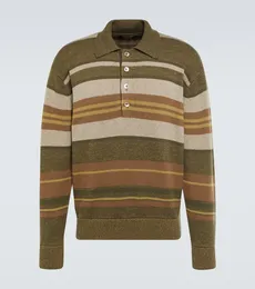 Designer-Polohemd für Herren von Loro Piana, gestreiftes Poloshirt aus Schurwolle, modische Herbst- und Winteroberteile