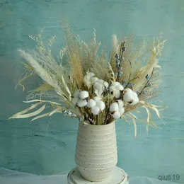 Gedroogde bloemen natuurlijk geconserveerd bloemboeket roos eucalyptus katoen gedroogde bloemen boeket voor decoratie woondecoratie bruiloft arrangement R230725