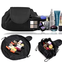 Portable Travel Lazy Cosmetic Bag Fold Organizer Women Drawstring Crossbody Makeup Cases Toilette Beauty and Hygiene Kit Storage