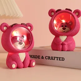 Pink cute bear nightlight tabletop decoration resin material can light up a holiday gift