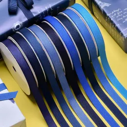 Present wrap blå serie polyester grosgrain band roll-100 meter för hantverk prydnad nyckelring båge armband hårklipptillbehör bröllop ll