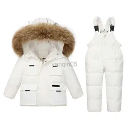 Down -30 Kış Çocuk Giysileri Setleri 2023 Kız Snowsuit Coat Boys Ceketler Down Ceket Tulumları 2 PCS Takım Çocuk Dış Giyim 1-5y Bebek Kostümü HKD230725