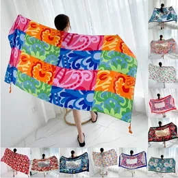 Sarongs 90x185cm Cotton Linen Print Summer Beach Dress Bikini Salon Bag Scarf Flower Long Brazilian Swimwear 230725