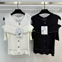 Koszulki damskie projektant letni kamizelki kamizelki zbiorcze z literą butony koszule wysokiej klasy marka wiskose elastyczność rozciąganie krótkie tuleje koszulki 6M8U 6M8U