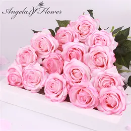 Dried Flowers 15 PCSLot Silk Real Touch Rose Artificial Gorgeous Flower Wedding Fake Floral For Home Party Christams Decor Valentines Gift 230725