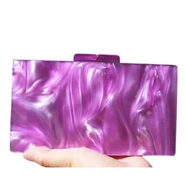 Evening Bags Pearl marble purple mirror inside acrylic clasp women shoulder handbag party beach summer girl lady evening box day clutches 230725