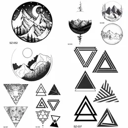 YURAN Fai da Te Falso Triangolo Geometrico Tatuaggio Donne Hip Hop Tatuaggio Temporaneo Luna Rotonda Legname Tatto Adesivi Uomini Corpo Braccio Frecce