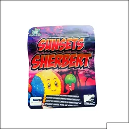 휴대 전화 상자 패키지 액세서리 휴대 전화 Sunsets Sherbert Ice Cream Packaging Mylar Bags 3.5 그램 식용 사탕 패키지 지퍼 DH3I1