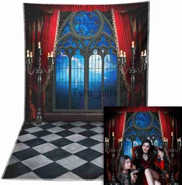 Background Material Halloween background vampire medieval castle Gothic window moon bat photo background birthday party supplies decoration x0724