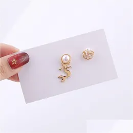 Stud Cute Animal Bee Pearl Earrings For Women Temperament Unicorn Moon Rhinestone Earring Girls Birthday Party Jewelry Drop Delivery Dh1Xk