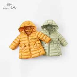 Manteau en duvet DB16015-K dave bella hiver bébé filles mode poches à capuche manteau en duvet enfants 90% duvet de canard blanc rembourré veste pour enfants HKD230725