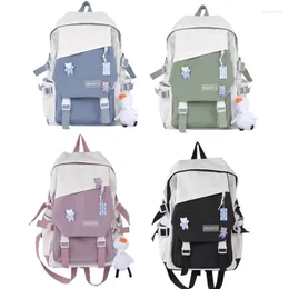 School Bags Backpack With Cute Pendent Accessories Pins Bag For Girls Teens Student Bookbag Nylon Daypack Travel Rucksack