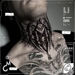 남자 힙합 록 록 임시 문신 방수 가짜 문신 tatuajes temporales를위한 고스 넥 문신 스티커