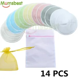 Almofadas de mama Mums14PC Almofadas de enfermagem de bambu Terry reutilizáveis para amamentação Forro Cuidados para almofadas de mama Inserções de alimentação 230724