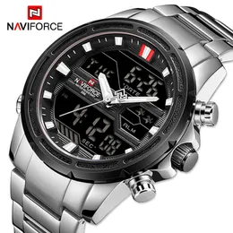 Начальные часы Naviforce Watches for Men Luxury Brand Digital Chronograph Sport Quartz Bristech Водонепроницаемые военные стальные группы светящиеся часы 230724