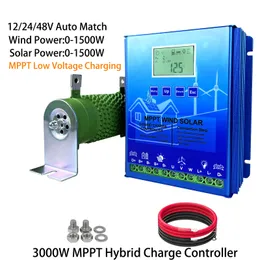 3000W 2400W 2000W 1600W 1200W MPPTハイブリッド風力ソーラーチャージコントローラータービン発電機ソーラーパネルブースターコントローラー12V 24V 48Vすべてのバッテリー