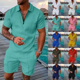 Herren Trainingsanzüge 29 Stile Mode Polo Sets Mesh Gedruckt Streetwear Reißverschluss Kurzarm Shorts Zwei Stücke Männer Casual Anzug S3XL 230724