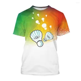 Camisetas Masculinas Badminton Gráfico Engraçado Camisetas Masculinas Casual Impressão 3D Hip Hop Harajuku Personalidade Decote Redondo Camisa de Manga Curta Tops Grandes