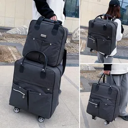 Duffel Bags 2pcs/Set Wheeled Bugage Женский рюкзак для женской колесной корзины Сумка для проездной сумки высокая емкость 230724