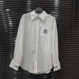 Men's Casual Shirts Original Standard 23 New LOE Embroidered Cotton Linen Stripe Shirt Loose and Slim Women's Sunscreen Coat Shirt Top