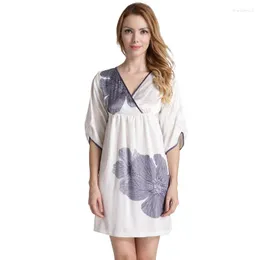 ملابس نوم للسيدات ساتان ساتان نصف الأكمام لوتس لوتس طباعة Nightdress حريري المنزل فستان Nightwear Summer Drop