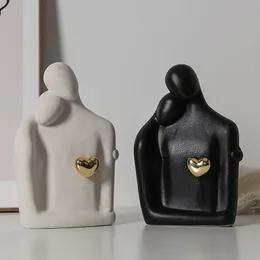 Dekorative Objekte Figuren Vilead Paar Skulptur Keramik Liebhaber Statuen Hochzeit Dekor Zubehör Wohnzimmer Schlafzimmer Inneneinrichtung Zuhause Geschenk 230724