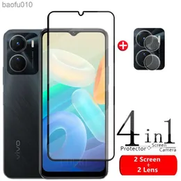 4 em 1 para vivo y16 vidro para vivo y16 vidro temperado filme de telefone hd 9h cobertura completa cola protetor de tela para vivo y16 lente vidro l230619