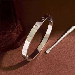 Kobiety miłośnicy bransoletki srebrne złote bransoletki luksusowy projektant biżuteria stalowa para prosta moda bez śruby kierowcy śrub paznokciowy diament