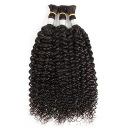 Hair Bulks Bulk Hair For Braiding Jerry Curly Indian Human Hair 14 to 24 Inches No Wefts 90gpiece Natural Color Hair 230724