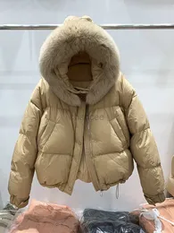 Kobiet Down Parkas 2023 Winter Fashion Biała kaczka Kurtki Kobieta PRAWDZIWA FUR CORLAR COURED LABIS KRÓTKIE LUSKIE OBSZOŚĆ HKD230725