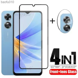 OPPO A17 Glass for Oppo A17 Glass Glass Phone Film 9H Full Glue Cover Screen Protector for Oppo A 17 A17 Len Glass L230619用